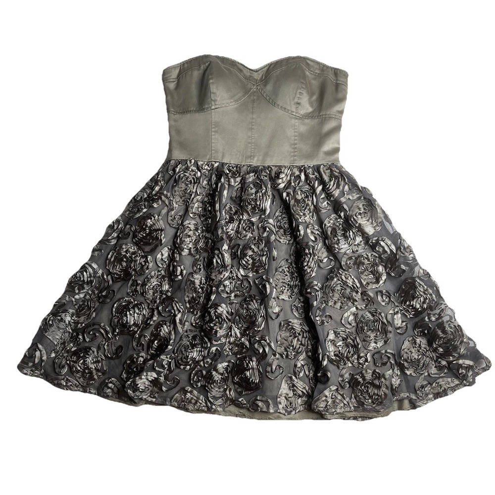 Adrianna Papell Boutique Women's Silk Dress Strapless Sweetheart Cocktail Flower